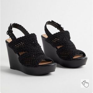 Torrid Black Crochet Wedge Shoes 9.5 NWT
